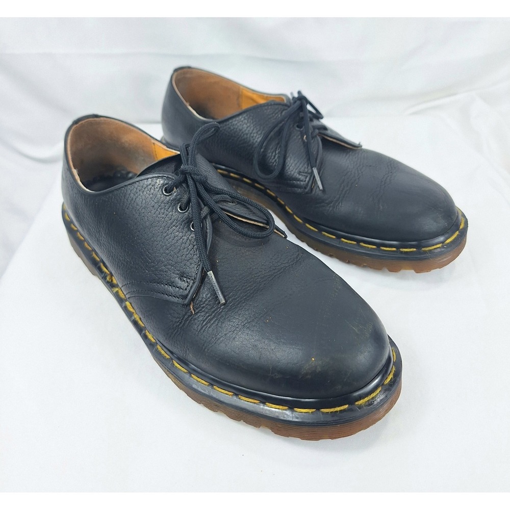 VTG Dr Martens 1489/59 Made in England Black Pebbled Leather 3-Eye Oxfords Sz 9